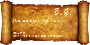 Baranovics Géza névjegykártya